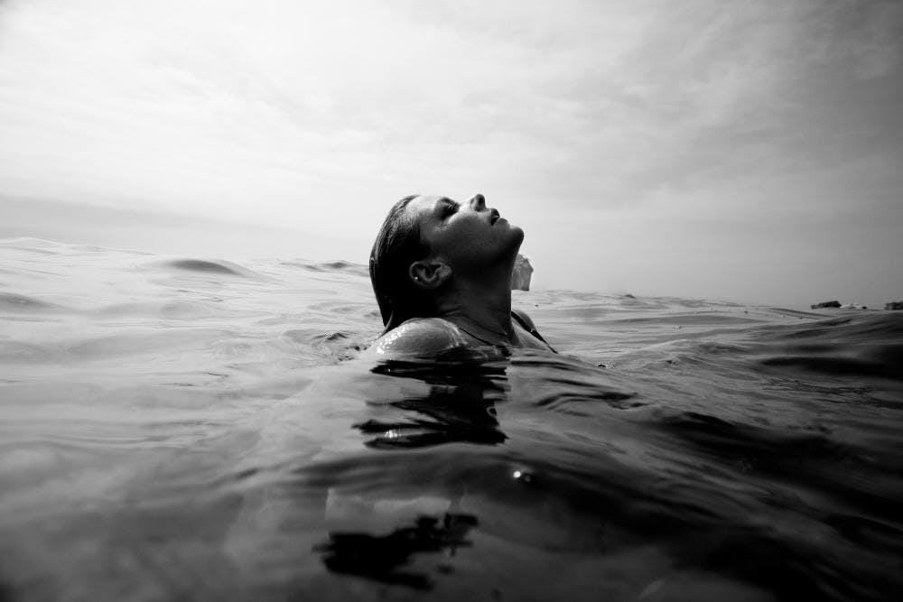 Women swimming in sea